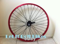 26 x 1.75 Bicycle Alloy WheelSet Red With Black Spokes Cruiser Bikes