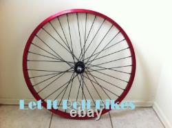 26 x 1.75 Bicycle Alloy WheelSet Red With Black Spokes Cruiser Bikes