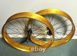 26x 75mm Rear & Front Fat Wheels with 36 spokes Coaster brake Gold