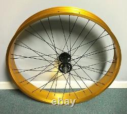 26x 75mm Rear & Front Fat Wheels with 36 spokes Coaster brake Gold