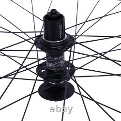 29 Aluminum Alloy Wheelset Rim Quick Release Front Rear Black Flat Spokes MTB