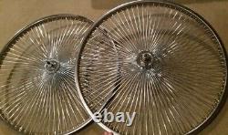 2 Chrome 144 Spoke Lowrider Bicycle Rims 26 Front & Rear Coaster Brake, Cruiser