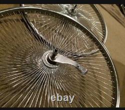 2 Chrome 144 Spoke Lowrider Bicycle Rims 26 Front & Rear Coaster Brake, Cruiser