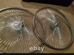 2 Chrome 144 Spoke Lowrider Bicycle Rims 26 Front & Rear Coaster Brake, Cruiser