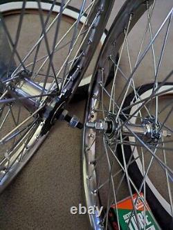2 Chrome 20 Bicycle Rims Front & Rear, W. Wall Knobby Tires & Tubes, 36 Spoke Hd
