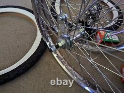 2 Chrome 20 Bicycle Rims Front & Rear, W. Wall Knobby Tires & Tubes, 36 Spoke Hd