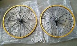 2 Gold With Blk 36 Spoke Beach Cruiser Rims 26, Front & Rear Coaster Brake