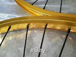 2 Gold With Blk 36 Spoke Beach Cruiser Rims 26, Front & Rear Coaster Brake