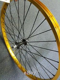 2 Gold With Blk 36 Spoke Beach Cruiser Rims 26, Front & Rear Coaster Brake