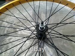 2 Gold With Blk 36 Spoke Beach Cruiser Rims 26, Front & Rear Coaster Brake