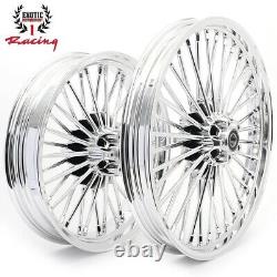 2. X2.15 & 16x3.5 Front Rear Cast Wheels Double Disc Fat King Spoke Softail Dyna