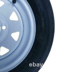 2pcs Trailer Tires & Rims Tubeless 4Lug Wheel White Spoke 4Ply 5.30-12