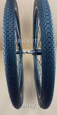 36 SPOKE BEACH CRUISER 26 X 2.125 FRONT & COASTER RIM With ALL BLACK BRICK TIRES