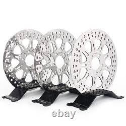 3X Polished Front Rear Brake Rotors for Harley FXDL Low Rider Spoke Wheel 14-17