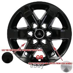 4 BLACK 2007-14 GMC SIERRA YUKON 17 Alloy Wheel Skins Hub Caps Full Rim Covers