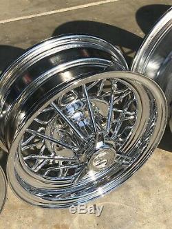 (4) Hot Rod 30 Spoke Cragar Wire Wheels Front 14x6 Rear 15x7 Staggered Clean