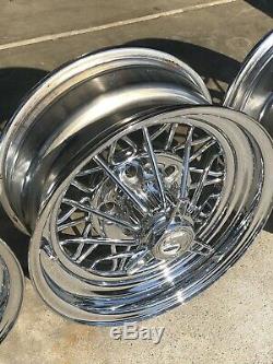 (4) Hot Rod 30 Spoke Cragar Wire Wheels Front 14x6 Rear 15x7 Staggered Clean