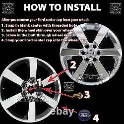 4 fit Ford F150 2015-2017 Black 20 Wheel Skins Full Alloy Rim Covers Hub Caps