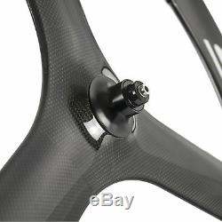 65mm 3 Spoke Wheels Clincher Carbon Wheelset Tubular Tri Spoke Carbon Road Wheel