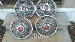 67 68 69 Ford MUSTANG Wire Spoke Hub Caps 14 Set 4 Wheel Covers 1967 1968 1969