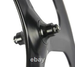 700C 70mm Tri Spoke Carbon Wheelset Road/Track Bike Front+Rear Carbon Wheels