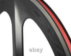700C 70mm Tri Spoke Carbon Wheelset Road/Track Bike Front+Rear Carbon Wheels