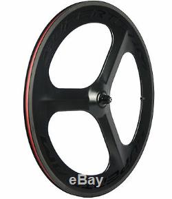 700C Front+Rear Tri Spoke Wheels Road Bike Clincher 70mm Bicycle Wheelset Wheel