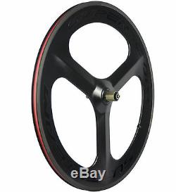 700C Front+Rear Tri Spoke Wheels Road Bike Clincher 70mm Bicycle Wheelset Wheel