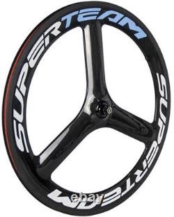 700C Tri Spoke Front+Rear Carbon Wheels 65mm Depth Road Bike Tri Spoke Wheelset