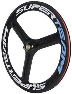 700C Tri Spoke Front+Rear Carbon Wheels 65mm Depth Road Bike Tri Spoke Wheelset