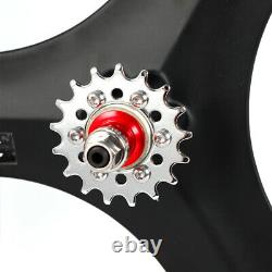 700c 3-Spoke Fixie Fixed Gear Single Speed Bike Front Rear Mag Black Wheels Set