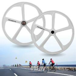 700c 5-Spoke Fixed Gear Mag Rim Front Rear Single Speed Fixie Bicycle Wheel