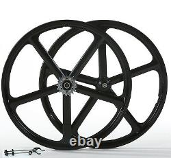 700c Fixed Gear 5-Spoke Mag Wheels Rims Set of Front & Rear Fixie Bike Clincher