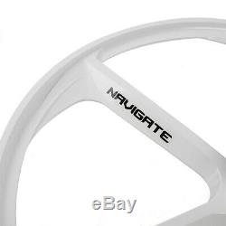 700c Fixed Gear 5-Spoke Mag Wheels Rims Set of Front & Rear Fixie Bike White