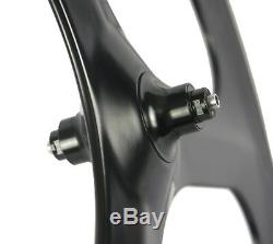 70mm Tri Spoke Carbon Wheels Road Bike/Track Bike Clincher Wheelset Front+Rear