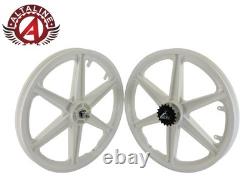 ALTALINE 20 GT Style BMX Mag Wheel White 6-Spoke Front or Freewheel 3/8 Axle