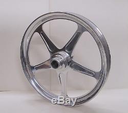 AMT BILLET 21 X 2.15 / 16 x 3.00 POLISHED 5-SPOKE FRONT & REAR WHEELS HARLEY