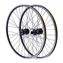 Aluminum Alloy Rim Quick Release Front Rear Black Flat Spokes MTB Wheelset 29
