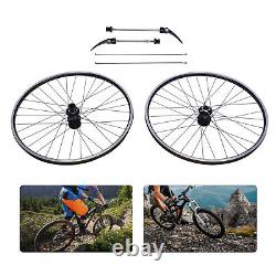 Aluminum Alloy Rim Quick Release Front Rear Black Flat Spokes MTB Wheelset 29 in
