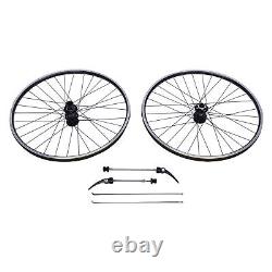 Aluminum Alloy Rim Quick Release Front Rear Black Flat Spokes MTB Wheelset 29 in