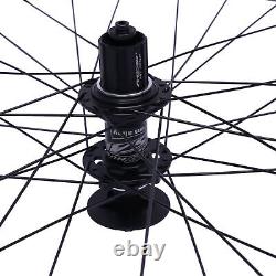 Aluminum Alloy Rim Quick Release Front Rear Black Flat Spokes MTB Wheelset 29 in