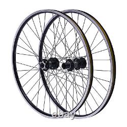 Aluminum Alloy Rim Quick Release Front Rear Black Flat Spokes MTB Wheelset 29 in