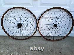 Antique 1890's Pneumatic Safety Bicycle Front / Rear 36 Spoke 28 Wood Wheel Set