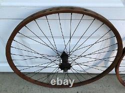 Antique 1890's Pneumatic Safety Bicycle Front / Rear 36 Spoke 28 Wood Wheel Set