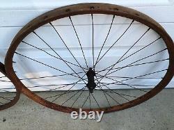 Antique 1890's Pneumatic Safety Bicycle Front / Rear 36 Spoke 28 Wood Wheel Set