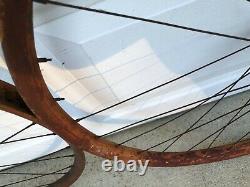 Antique 1890's Pneumatic Safety Bicycle Front / Rear 36 Spoke 28 Wood Wheel Set