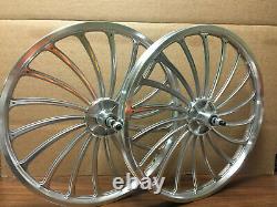 BMX 20 x 35mm Rear & Front Bicycle Alloy Wheels w 18 spokes Chrome H01S