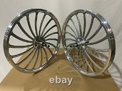 BMX 20 x 35mm Rear & Front Bicycle Alloy Wheels w 18 spokes Chrome H01S