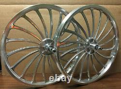 BMX 20 x 35mm Rear & Front Bicycle Alloy Wheels w 18 spokes Chrome H01S