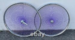 Beach Cruiser Lowrider 26x38mm Bicycle Wheelset Chrome with Gold 140 spokes